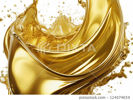 帶有金色閃光的抽象金波的 3d 插圖 124074659