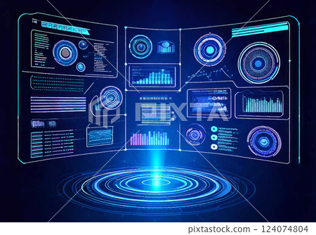 IT, technology, advanced image blue background (generated AI) 124074804