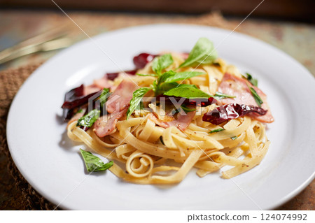 Pasta With Dried Chili And Bacon Pasta With Dried Chili And Bacon 124074992