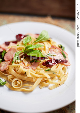 Pasta With Dried Chili And Bacon Pasta With Dried Chili And Bacon 124074996