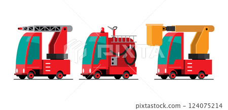 Set of Emergency and Public Service Vehicles Vector Illustration Set of Emergency and Public Service Vehicles Vector Illustration 124075214