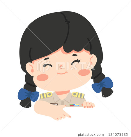 Girl Thai Teacher Uniform Pointing Girl Thai Teacher Uniform Pointing 124075385