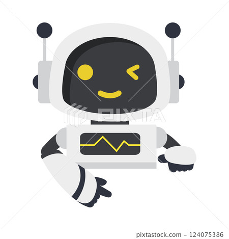 Cute AI Robot with Blank Whiteboard Cute AI Robot with Blank Whiteboard 124075386