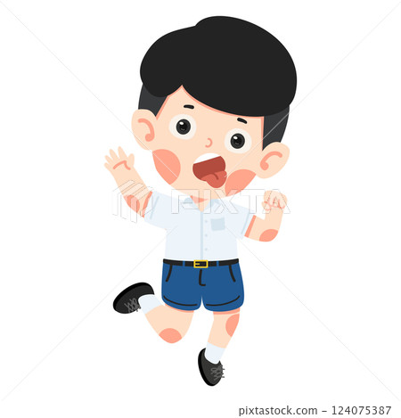 Boy Jumping with Funny Face 124075387