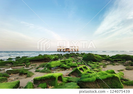 tropical beach and blue sky  124075439