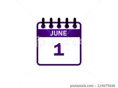 June 1 Calendar Icon June 1 Calendar Icon 124075686
