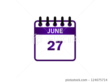 June 27 Calendar Icon June 27 Calendar Icon 124075714