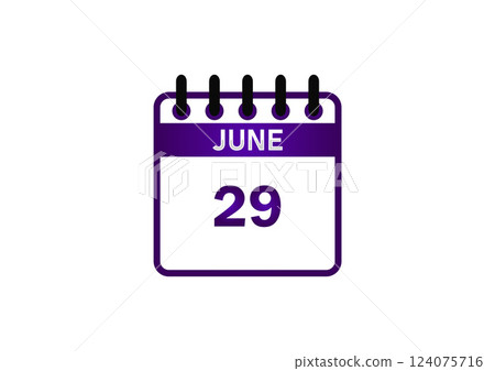 June 29 Calendar Icon 124075716