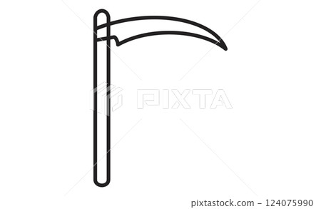A simple line icon of a sickle. A tool used for farming and harvesting. A simple line icon of a sickle. A tool used for farming and harvesting. 124075990