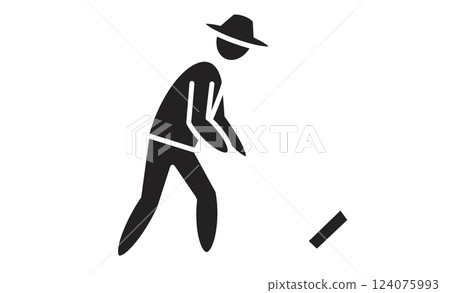 農夫從事農事的線條圖標 農夫從事農事的線條圖標 124075993