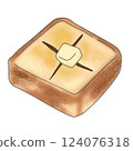 Illustration of thick sliced toast with butter 124076318