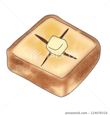 Illustration of thick sliced toast with butter 124076318