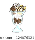 Chocolate sauce parfait topped with ice cream 124076321
