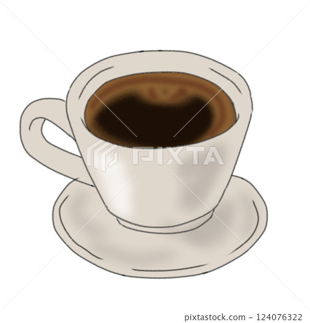 Black coffee in a white cup viewed from above 124076322