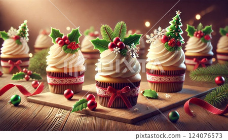 Gorgeous Christmas cupcakes 124076573