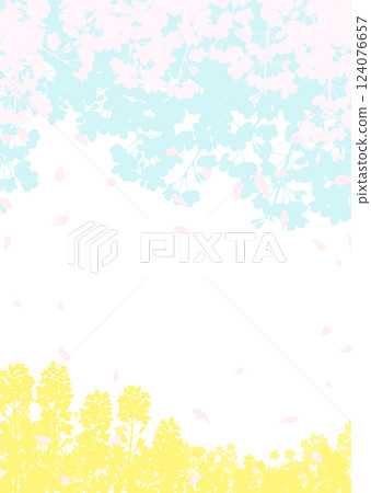 櫻花和春天的天空、油菜花田 櫻花和春天的天空、油菜花田 124076657