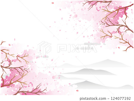 Chinese style frame decoration Spring cherry blossoms Chinese style frame decoration Spring cherry blossoms 124077192