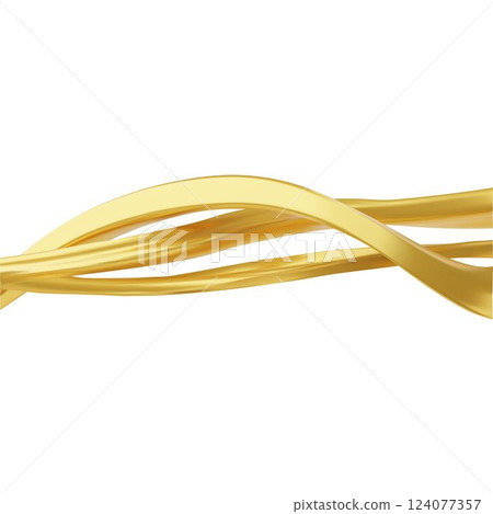 Golden twisted ribbons on white, abstract yellow intertwined wave shapes, curvy metal lines stream vector 3D background Golden twisted ribbons on white, abstract yellow intertwined wave shapes, curvy metal lines stream vector 3D background 124077357