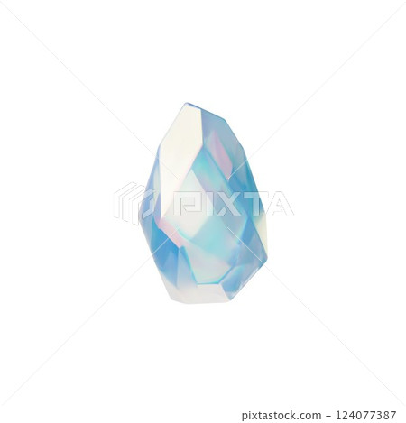 Diamond 3D vector icon, realistic gem stone pearl shine and sparkle effect, render blue dazzling crystal glass jewelry 124077387