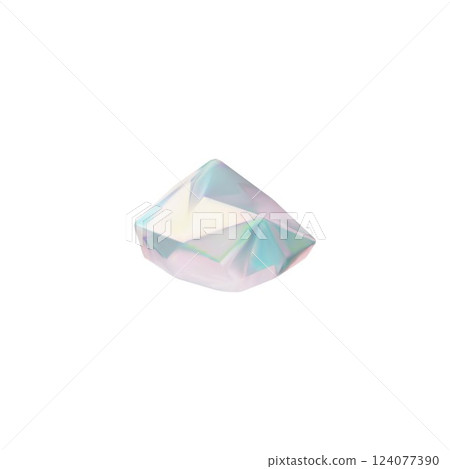 Realistic diamond 3D vector icon, gem stone with pearl shine and sparkle effect, dazzling crystal glass jewelry isolated 124077390