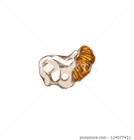 Vector watercolor sketch of orange slice dipped in hot white chocolate. Vector watercolor sketch of orange slice dipped in hot white chocolate. 124077412