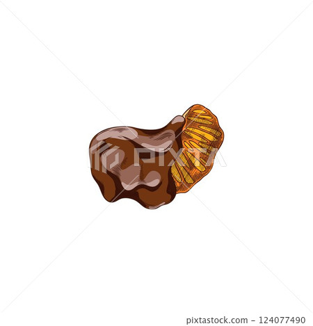 Orange slice with chocolate fondue. Hand drawn watercolor vector illustration. 124077490