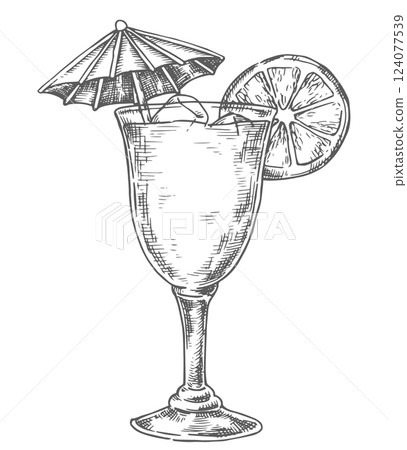 cocktail, sketch, vector 124077539