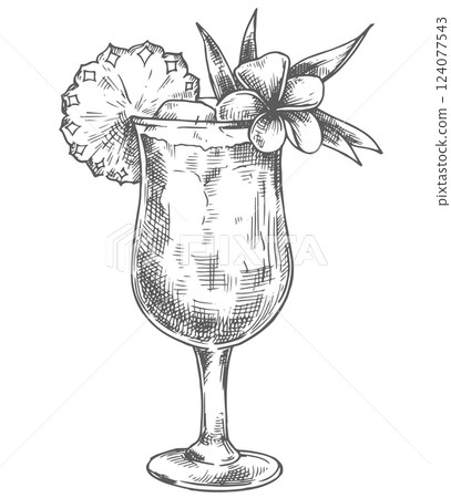 cocktail, sketch, vector 124077543