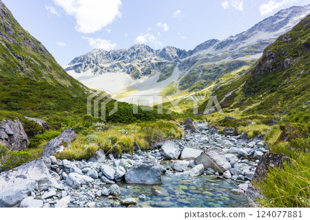 紐西蘭懷奧山口路線腳下的山景 紐西蘭懷奧山口路線腳下的山景 124077881