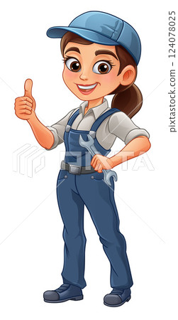 Woman Female Spanner Wrench Mechanic Plumber Woman Female Spanner Wrench Mechanic Plumber 124078025