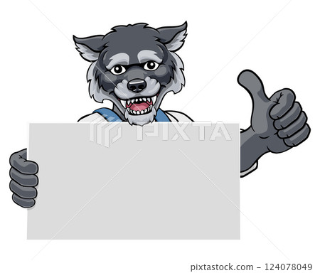 Wolf Painter Handyman Mechanic Plumber Cartoon 124078049