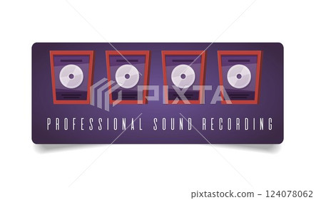 Professional sound recording studio, LP disc in wood frame, platinum or silver vinyl or CD music award vector collection Professional sound recording studio, LP disc in wood frame, platinum or silver vinyl or CD music award vector collection 124078062