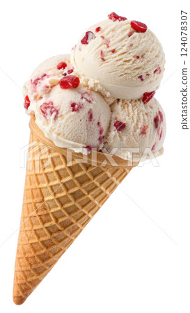 Cherry Vanilla Ice Cream Cone 124078307