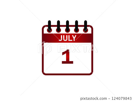 July 1 Calendar Icon July 1 Calendar Icon 124079843