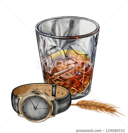 Whiskey Glass and Watch Whiskey Glass and Watch 124080552