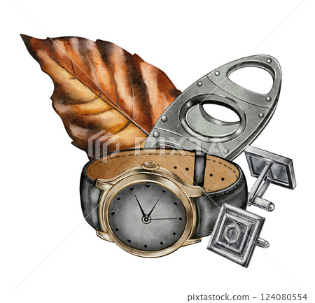 Watch, Cufflinks, and Cigar Cutter Watch, Cufflinks, and Cigar Cutter 124080554
