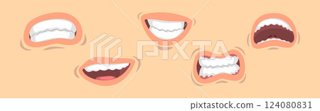 Lips and Mouth with Tongue and Teeth Vector Set Lips and Mouth with Tongue and Teeth Vector Set 124080831