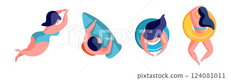 Man and Woman at Beach and Seashore Sunbathing Vector Set Man and Woman at Beach and Seashore Sunbathing Vector Set 124081011