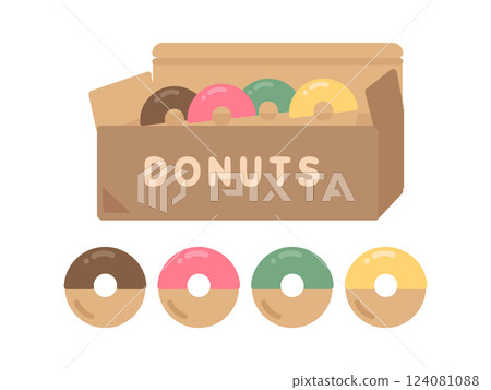 Donuts in a box illustration set 124081088