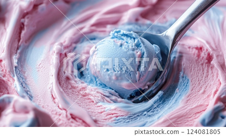 Luscious Pastel Blue and Pink Swirled Ice Cream Texture with Creamy Goodness Luscious Pastel Blue and Pink Swirled Ice Cream Texture with Creamy Goodness 124081805