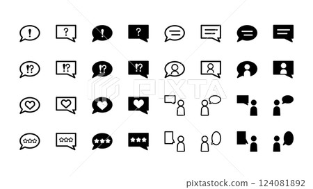 Speech bubbles and conversation icon illustration set 124081892