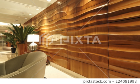 MDF board is used in high-end wall panels, offering durability, versatility, and a customizable finish. 124081998