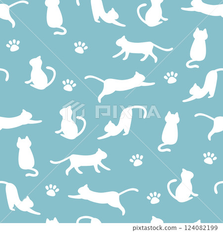 Cat silhouette seamless pattern 124082199
