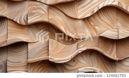Tongue-and-groove boards form a wave-like pattern, symbolizing fluid motion and dynamic energy. 124082783