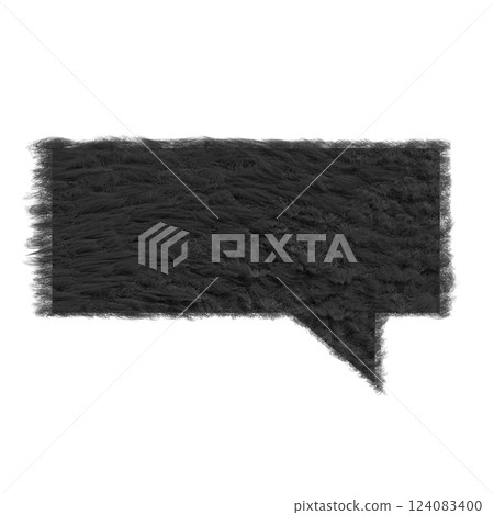 Rectangular speech bubble with black fur texture Photorealistic fluffy fur 3DCG illustration 124083400