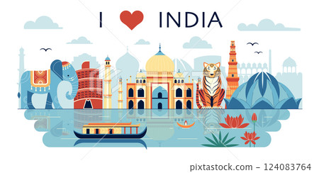 India Web Banner Scene City Skyline India Web Banner Scene City Skyline 124083764