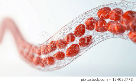 Cardiac stent for coronary atherosclerosis. cardiac stent in blood vessel, enhancing flow Cardiac stent for coronary atherosclerosis. cardiac stent in blood vessel, enhancing flow 124083778