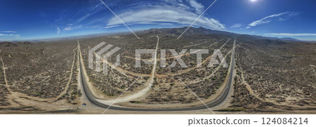 Road to punta arena la ventana bcs baja california sur mexico aerial panorama landscape Road to punta arena la ventana bcs baja california sur mexico aerial panorama landscape 124084214