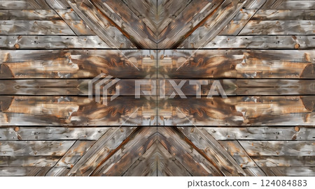 Tongue-and-groove boards reflect symmetry, symbolizing balance, meticulous craftsmanship, and unity. 124084883