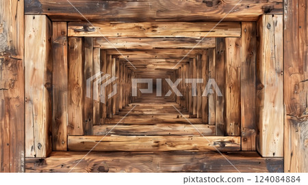 Tongue-and-groove boards reflect symmetry, symbolizing balance and peace with meticulous craftsmanship. 124084884